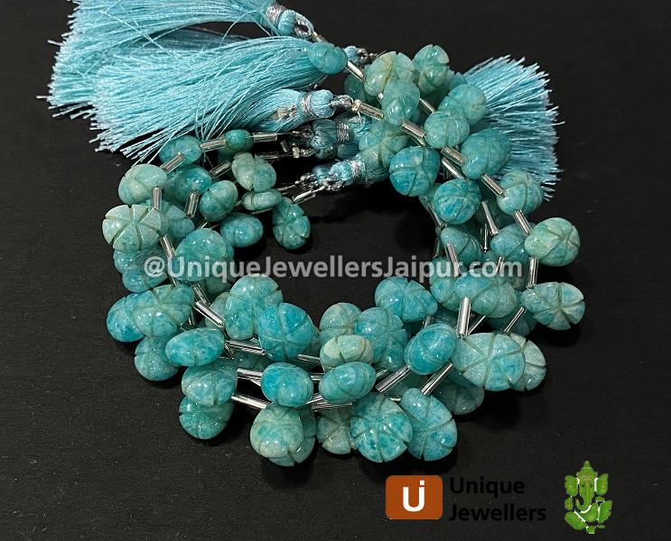 Amazonite Carved Pear Beads